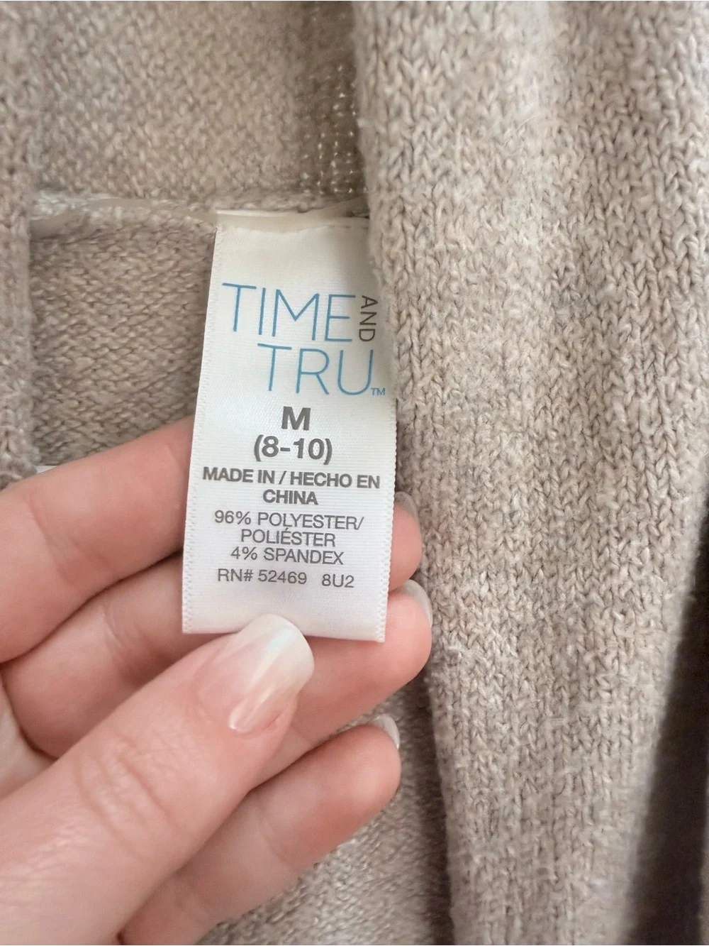 2 for $15 Time and Tru Sleeveless Open Front Long Pocket Sweater Vest - Beige
